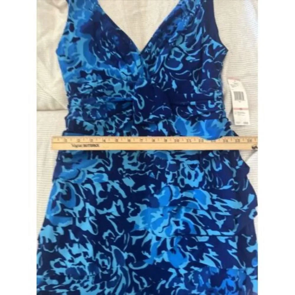 Jones New‎ York Womens Poly/spandex Printed Dress Blue Size 10